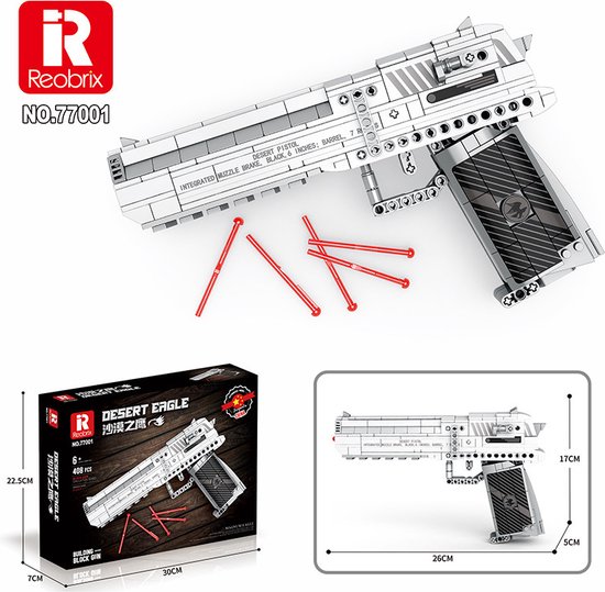 Foto: Reobrix 77001 desert eagle gun 408 onderdelen compatibel met de bekende merken