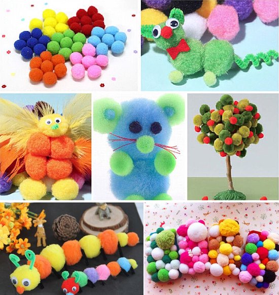 Pompons Kleuren & Maten Mix, 100 stuks | Knutselwinkel VBS Hobby
