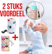 Allernieuwste 2 STUKS USB Baby Fles Warmer Donuts + Auto's - 2 Modellen - Heater - Reisaccessoire - Draagbaar - Klittenband - Kleur