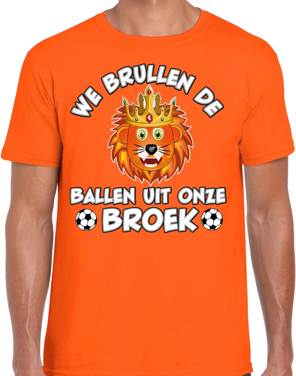 Bellatio Decorations Verkleed T-shirt voor heren - ballen - oranje - EK/WK voetbal supporter M