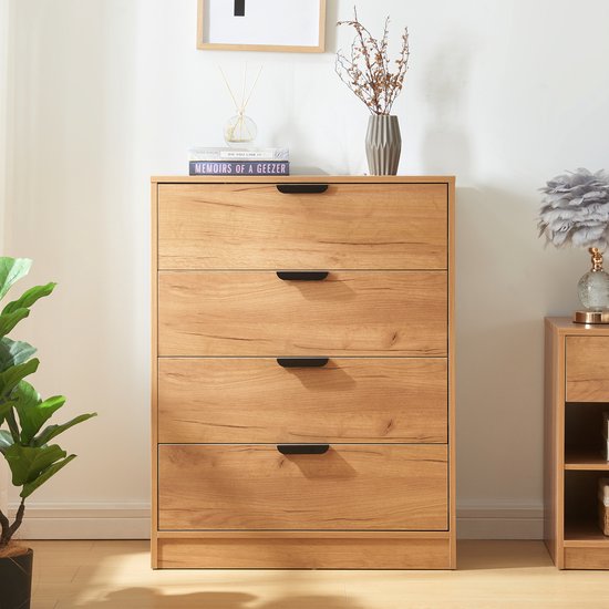 Commode Varkaus ladekast mdf met lades eikenkleurig [en.casa]