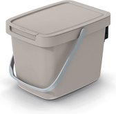 Keden GFT aanrecht afvalbak - beige - 6L - afsluitbaar - 20 x 26 x 20 cm - klepje/hengsel - kleine prullenbakken - afval scheiden