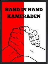 Feyenoord Rotterdam poster a4 'Hand in hand kameraden' incl zwarte lijst | Cadeau voor Feyenoord supporter | Voetbal wanddecoratie | Feyenoord Rotterdam fan poster | Hand in hand | Incl zwarte kunststof lijst | Mancave decoratie | Vaderdag cadeau