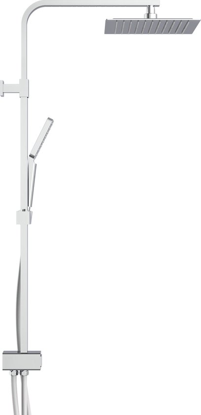 SCHÜTTE Silver Rain Douchesysteem - Regendouche - met Push-Button Omsteller - Rail van 80 tot 120 cm uittrekbaar - Chroom