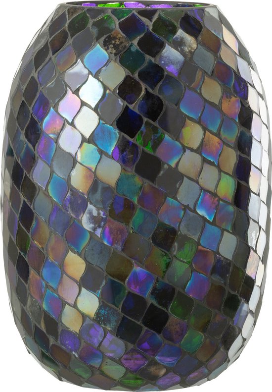 J-Line windlicht Mozaiek - glas - paars - extra large
