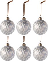 J-Line Doos Van 6 Kerstballen Luipaard Glas Beige Mix Small
