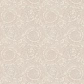 Exclusief luxe behang Profhome 935835-GU vliesbehang gestructureerd met bloemmotief glanzend zilver crèmewit bruin 7,035 m2