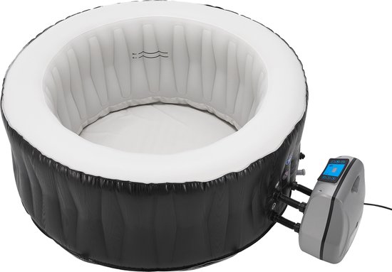 Opblaasbaar bubbelbad Carbone voor 3 personen Ø165x70 cm zwart en wit pro.tec