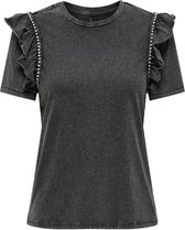 Only T-shirt Onllucy S/s Pearl Top Cs Jrs 15337704 Black/pearl Dames Maat - XS