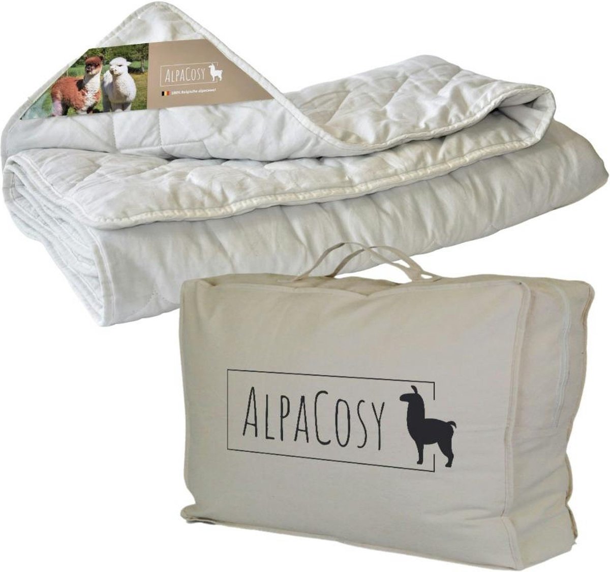 AlpaCosy Dekbed - White Effen Satijn - B 260 x L 220 cm - Lits-jumeaux extra breed Anti-allergisch/Sneldrogend/Luchtdoorlatend/Klimatiserend - 788096-B 260 x L 220 cm