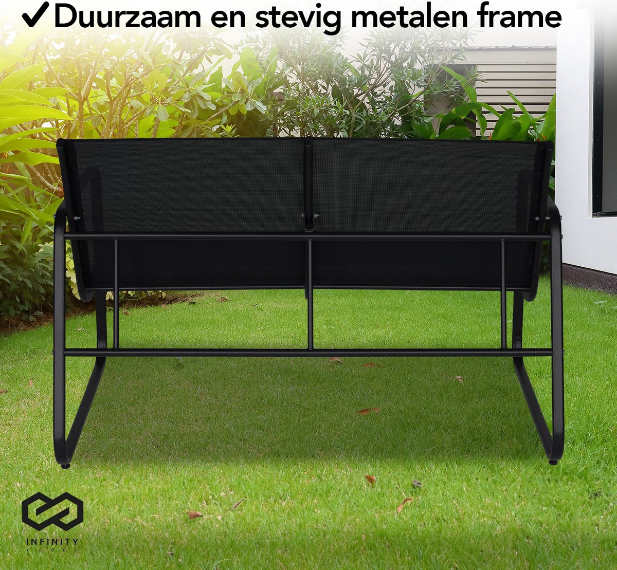 Infinity Goods Tuinset - Loungeset - Tuinmeubelen - Tuinbank - Tuinstoelen - Tuintafel - Glazen blad - 4 Persoons - Zwart/Antraciet thumbnail 4