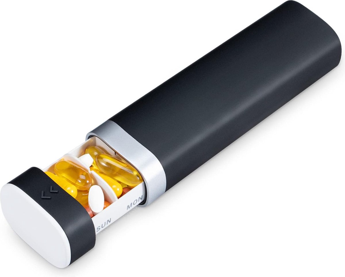 Schattige pillendoos 7 dagen Betife dagelijkse pillenorganizer - wekelijkse reistablet-organizer - zwart