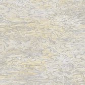 Steen tegel behang Profhome 383582-GU vliesbehang hardvinyl warmdruk in reliëf licht gestructureerd in steen look glanzend beige crèmewit goudgeel grijs 5,33 m2