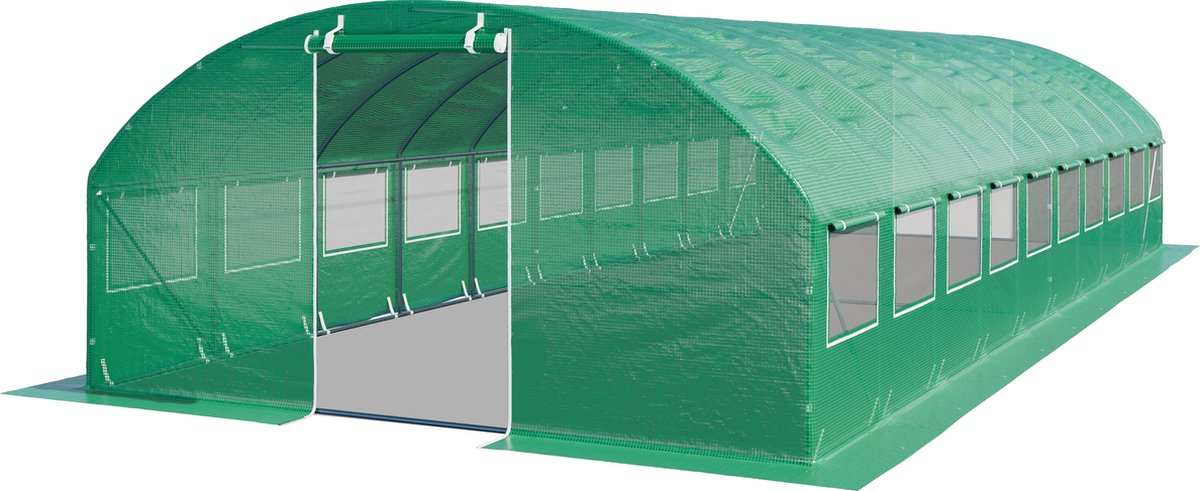 Tunnelkas 4x10m PE-zeil 180g/m² groen transparant