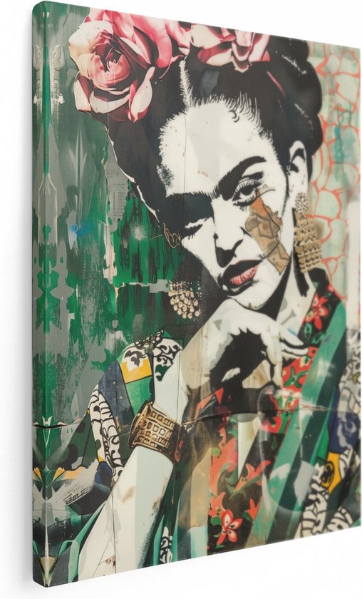 Houten Wanddecoratie Frida Kahlo pop-art portret - Jaszke