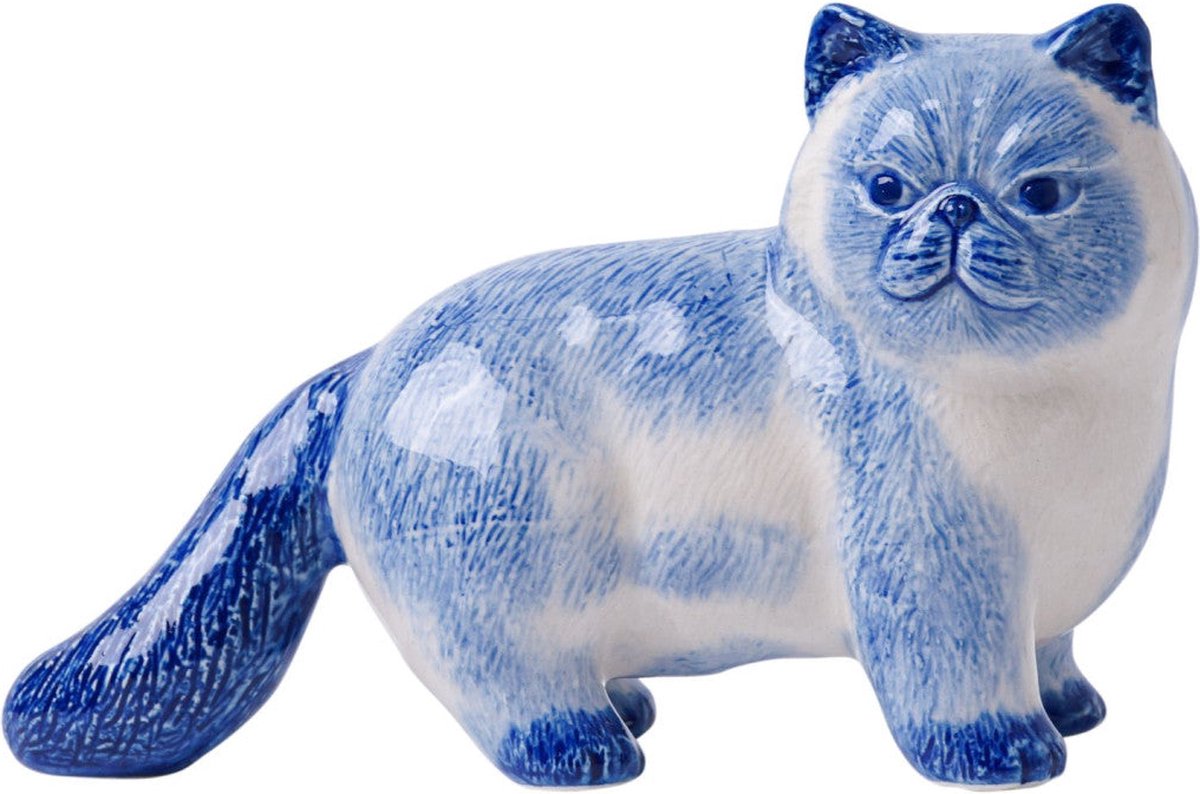 Heinen Delfts Blauw - Decoratief figuur 'Kat'