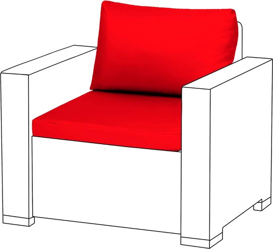 Buitenkussens voor Keter Allibert California rotan meubels, waterafstotende bekleding, zacht en polyester, gemakkelijk te reinigen, lichte vulling (rood, 2)
