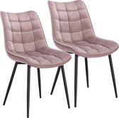 Rootz set van 2 eetkamerstoelen - fluwelen stoelen - metalen stoelen - ergonomisch ontwerp - duurzaam en stevig - vloerbescherming - zitmaat 46 x 40,5 cm