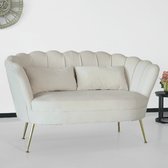 Bol.com Zitbank Belle 2 zits velvet crème 140cm stof bankstel zetel aanbieding