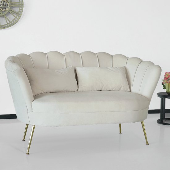 Zitbank Belle 2 zits velvet crème 140cm stof bankstel zetel
