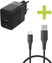 iMoshion USB C naar USB A Kabel Inclusief USB C / USB A Oplader Adapter - 1 meter - Snellader & Datasynchronisatie - Oplaadkabel - Zwart