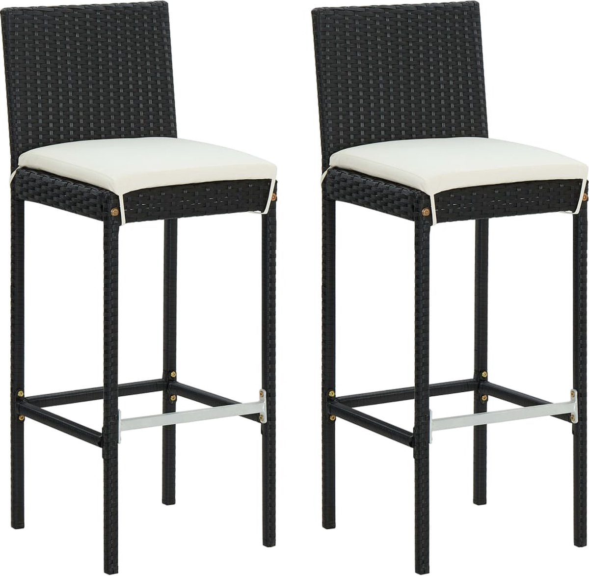 VidaXL 3-delige Tuinbarset met kussens poly rattan zwart