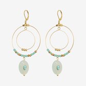Essenza Blue And Gold Beads Earrings Gold