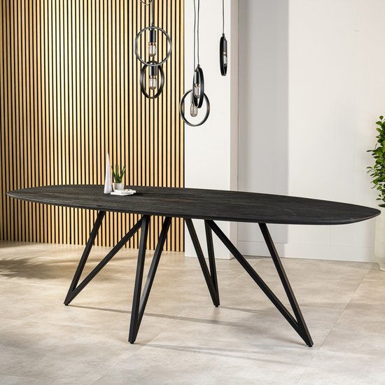 Eettafel Ovaal 240cm - Zwart Acaciahout - 6-8 Personen - Giga Meubel