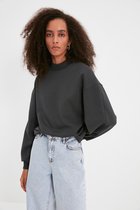 Trendyol TWOAW20SW0584 Volwassenen Vrouwen Sweatshirt single - Antraciet - XL