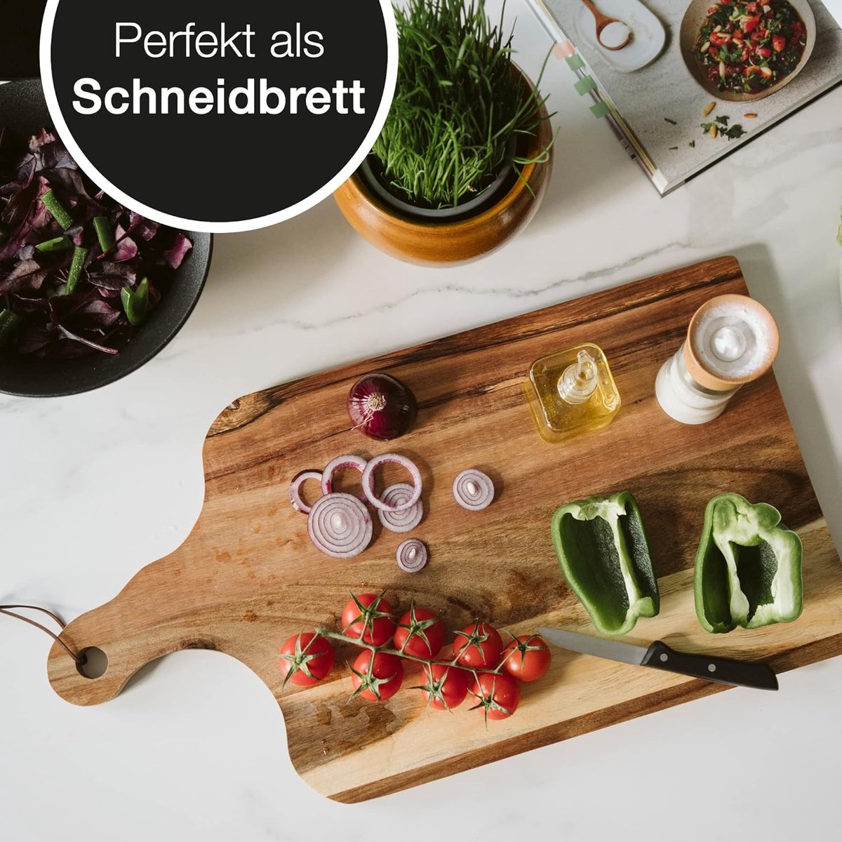 Snijplank, Natuurlijk Teakhout - Uniek Exemplaat, Keuken of Barbecue, Snijden of Serveren van Vlees Kaas Brood 59L x 32B x 2Dikte centimeter