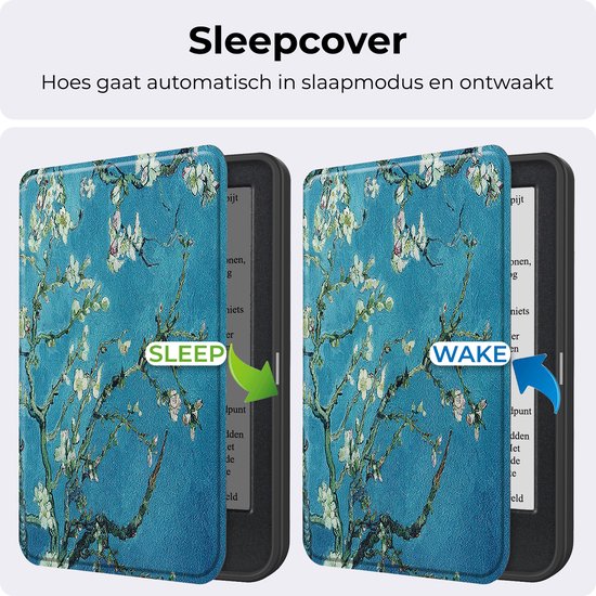 Hoesje Geschikt voor Kobo Clara BW Hoesje Luxe Bescherm Case Met Screenprotector - Hoes Geschikt voor Kobo Clara BW Hoes Book Cover - Bloesem van Hoesje  — afbeelding 4