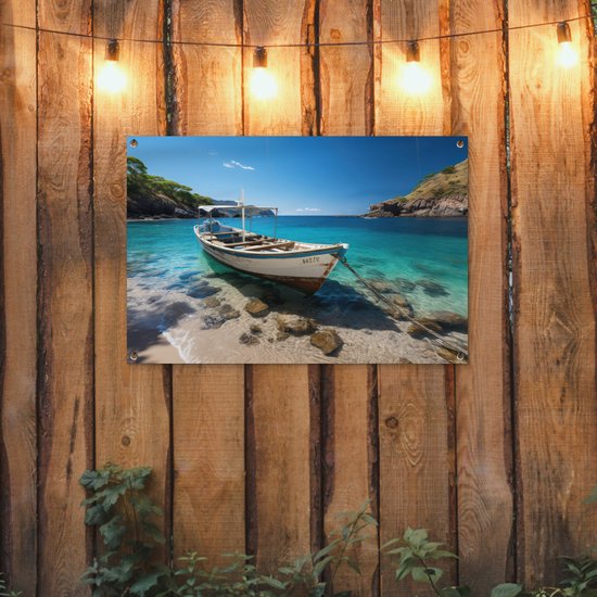 Affiche de jardin bateau - Décoration de jardin - 90x60 cm - Toile de jardin - Décoration maritime - Décoration murale pour extérieur - Affiche de clôture maritime - Tableaux de jardin - Décoration murale de jardin - Posters de jardin..