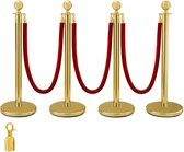 Poteaux de tapis rouge Kibus - Poteaux d'attente - Acier inoxydable - 4 pièces - Or/ Rouge - Extérieur - Ruban/Cordon 1,5 m - Poteaux d'attente - Poteaux d'attente - Poteau de barrière - File d'attente résistante aux intempéries