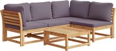 vidaXL - 5 pièces - Ensemble de salon - avec - coussins - solide - bois d'acacia