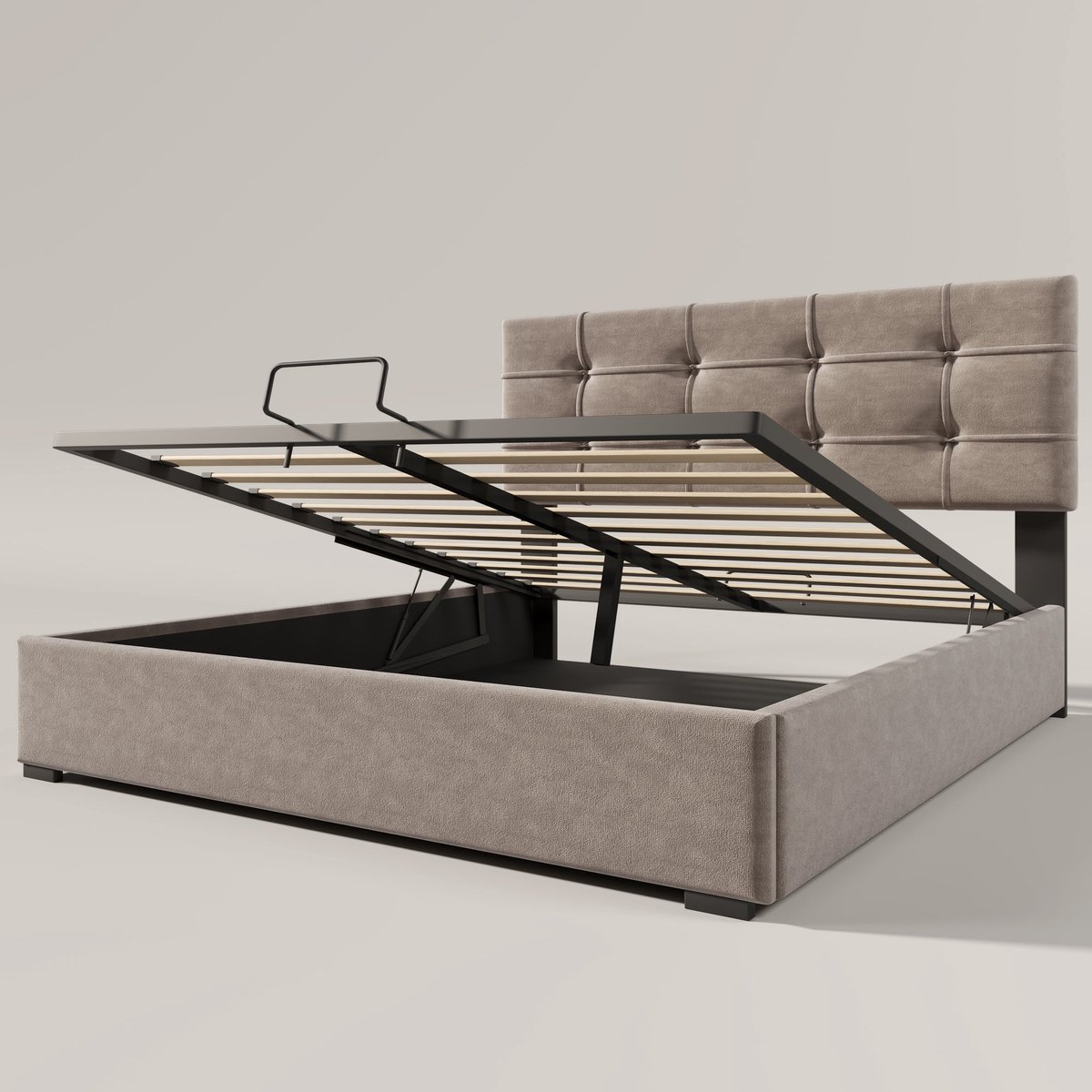 Merax Hydraulisch Tweepersoonsbed 140x200 - Velvet Bed met Opbergruimte - Metalen Bedframe - Lichtgrijs