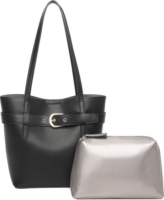 Ines Delaure - Hippe tas in tas handtas - 2 tassen voor 1 - zwart