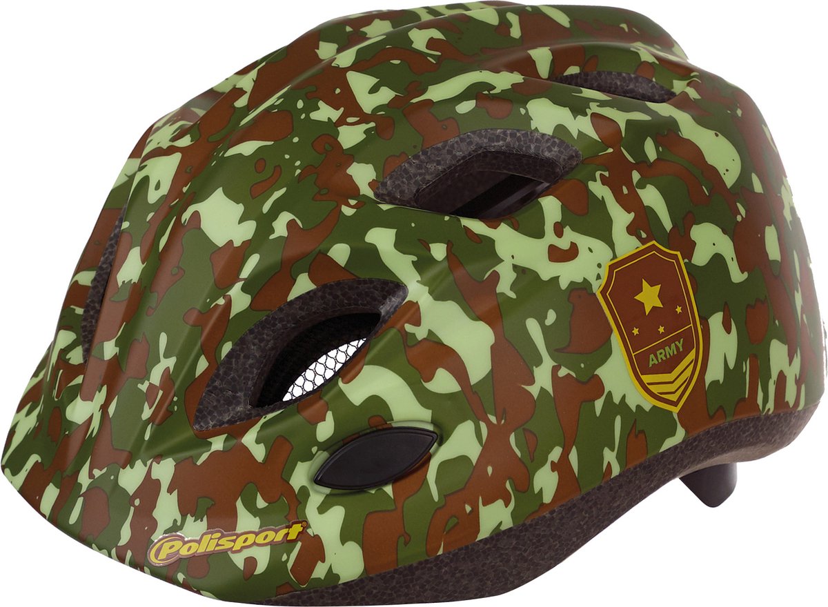 Polisport Junigoud Fietshelm S 52-56cm Army Met Led Licht