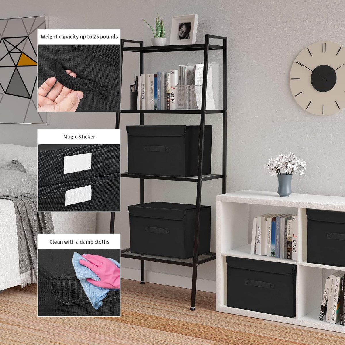 Leitz stoffen opbergbox met deksel, set van 2 middelgrote opbergdozen, opvouwbare stoffen opbergdoos, fluweel grijs, medium, 61440089
