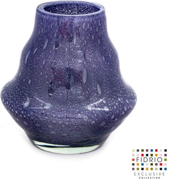 Vase Design Bella - Fidrio PURPLE BUBBLES - vase à fleurs en verre soufflé à la bouche - diamètre 15,5 cm hauteur 17 cm