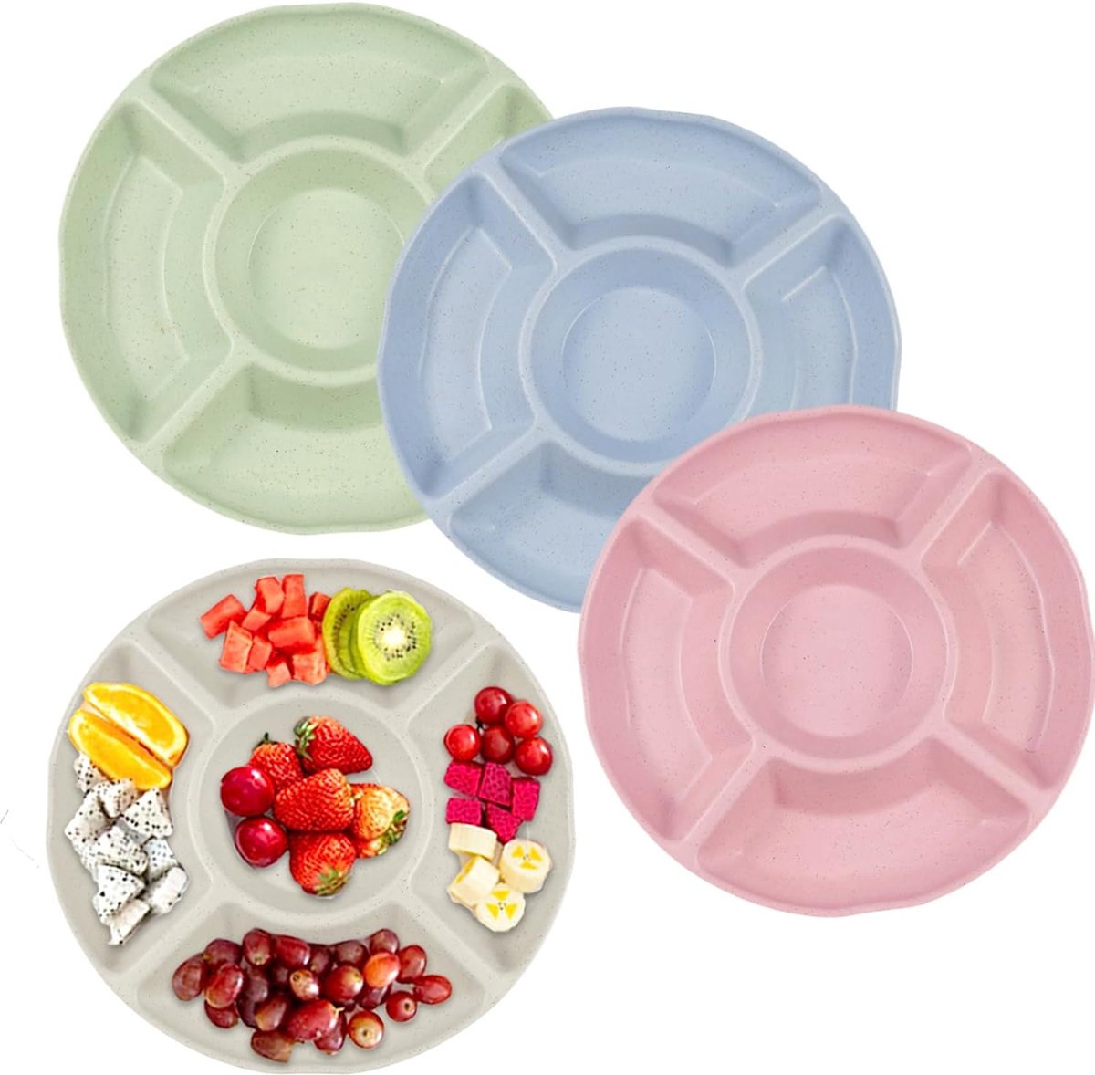 Witte Serveerborden - Snackborden 2 Stuks Snackschaal Snoepschaal Camping Dinerbord Vierkante Fruitschaal Herbruikbaar Voor Keuken Groen En Roze 145 X 145 X 32 Cm