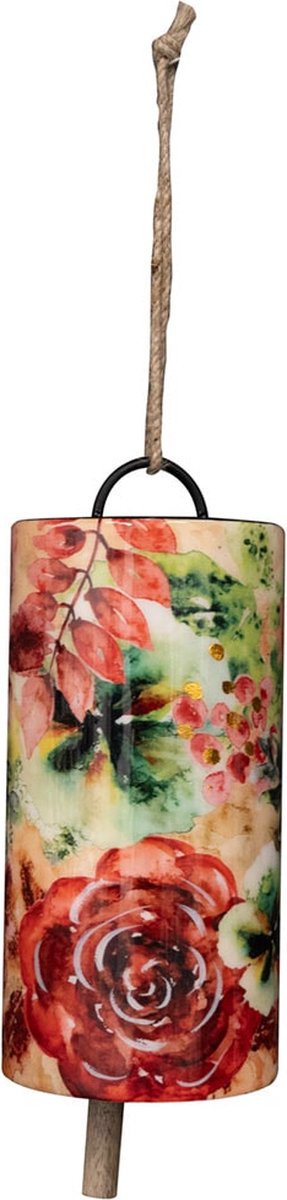 TS Collection - Windgong Rose rouge - 10x23 - Metaal & Epoxy - Exclusieve woonitems voor binnen - Handgemaakt - Unieke print - Designed by Lammie