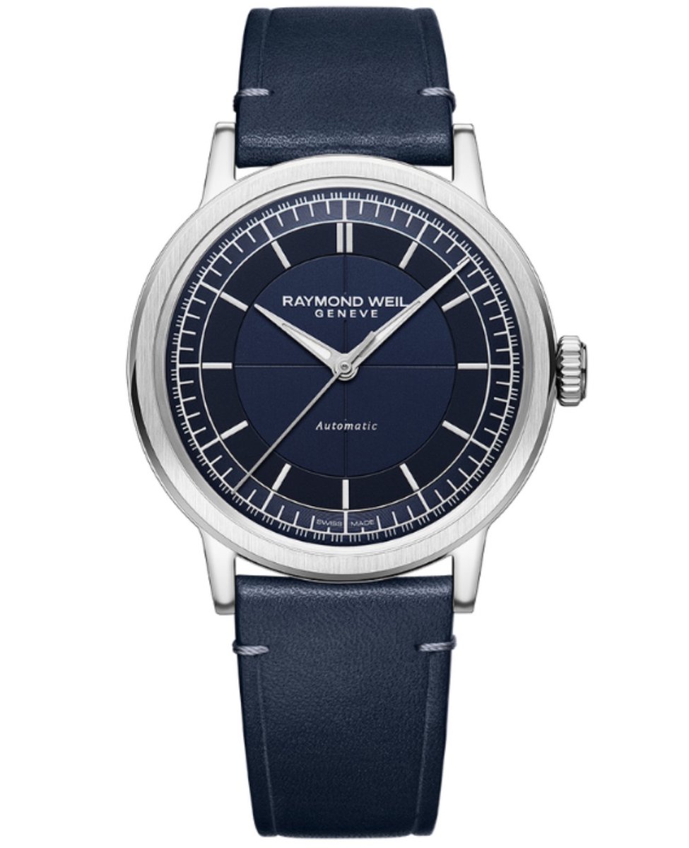 Raymond Weil Millesime 2925-STC-50001 Horloge - Leer - Blauw - Ø 39 mm