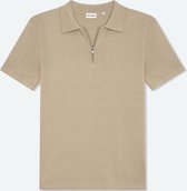 Solution Clothing Zipper - Casual Poloshirt - Regular Fit - Knoopsluiting - Volwassenen - Heren - Mannen - Taupe - Beige - M
