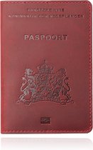Paspoorthoes met extra opbergvakjes - Leer Rood