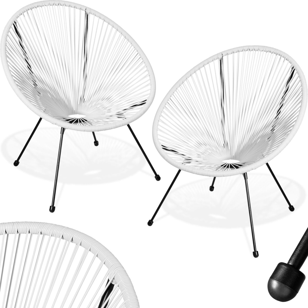 tectake – balkonset – tuinset - Set van 2 stoelen “Santana”– wit