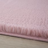 Pochon - Tapijt Pouffy - Roze - 200x200x2 - Vloerkleed - Effen - Hoogpolige Vloerkleed - Ronde Vloerkleed - Ronde Tapijt