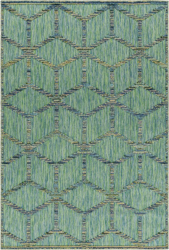 Pochon - Tapijt Bahama - Groen - 150x80x1 - Vloerkleed - Scandinavisch - Buiten - Laagpolige Vloerkleed - Kortpolige Vloerkleed - Rechthoekige Tapijt - Rechthoekige Vloerkleed