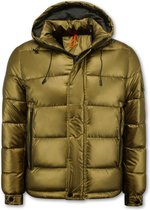 Winterjas Heren - Heren Jack - Goudkleurige Puffer Jas Heren met Capuchon - 8019