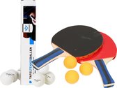 Set de Tennis de table - 2x raquettes et 9x balles - bois/plastique - 26 x 15 cm - ping-pong