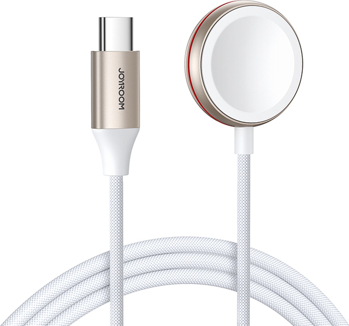 Joyroom Draadloze Oplader USB C Geschikt voor Apple Watch S7 / S8 / S9 - 120CM - Rose Goud